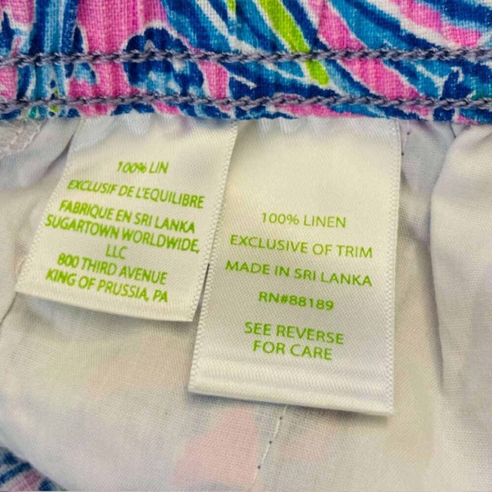 Lilly Pulitzer Linen Resortwear Pants Taron Lilac Rose We Mermaid It Small - Picture 9 of 11